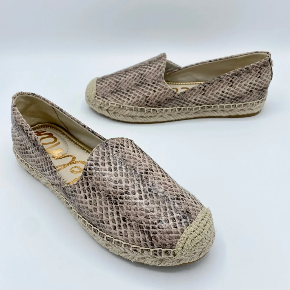 Sam Edelman Sesame Embossed Leather Kesia Espadrille Flat Size 6